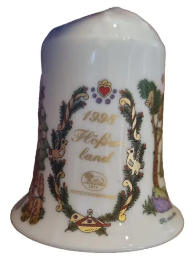 Hutschenreuther Flößerland Weihnachtsglocke 1998 Porzellan Glocke Weiß