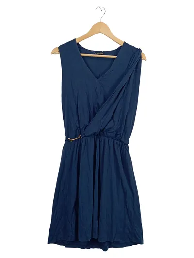 Massimo Dutti Damen Blusenkleid 40;L Blau Modern Wickelkleid