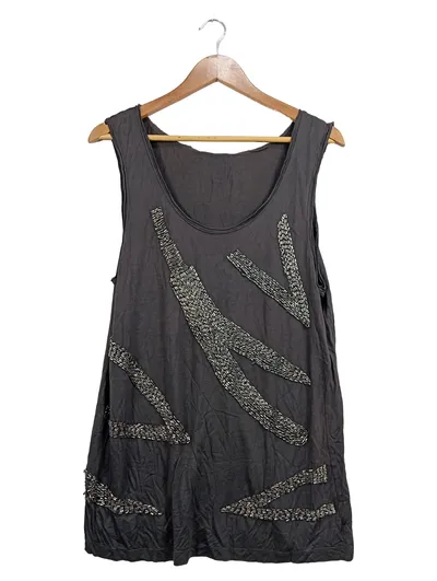 NÜ Denmark Damen Top Grau Perlenbesatz Gr. 40/L Elegant