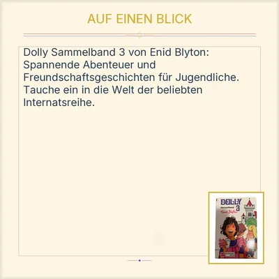 DOLLY Sammelband 3 Enid Blyton Schneider-Buch Mädchen Internat