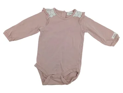 Newbie Baby Body Mädchen Langarm Rosa Gr. 62 Spitze Rüschen