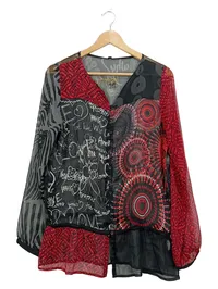 Desigual Damen Bluse Langarm Abstrakt Bohemian Mehrfarbig Gr. M 1