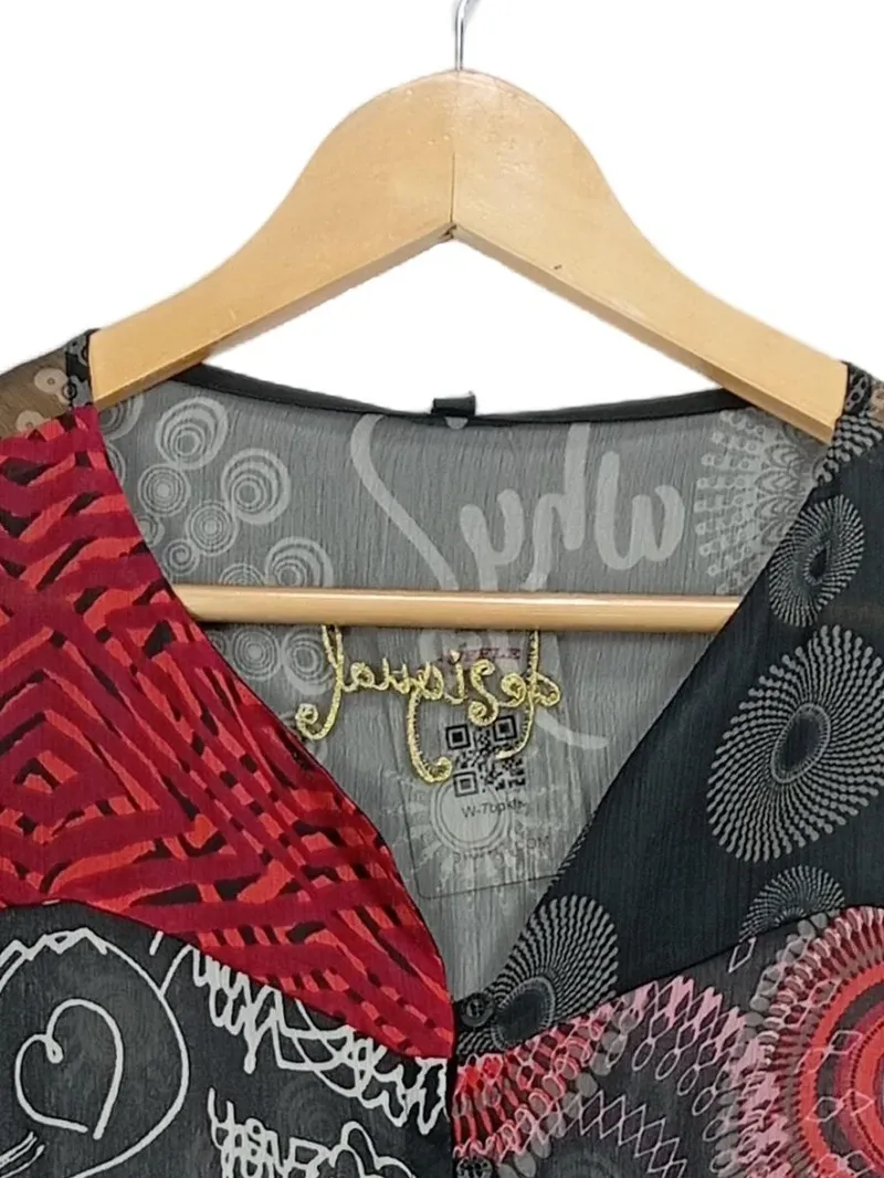 Desigual Damen Bluse Langarm Abstrakt Bohemian Mehrfarbig Gr. M 2