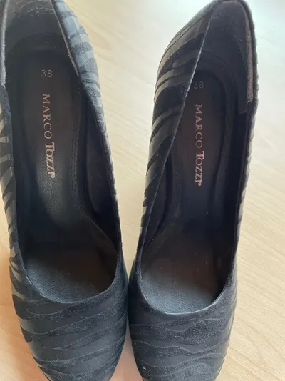 MARCO TOZZI Damen Pumps Gr. 38 Schwarz Plateau Zebra-Muster Elegant