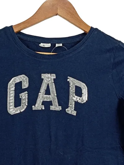 Gap Kids Langarmshirt Kinder Gr. 116/XXL Blau Pailletten Logo