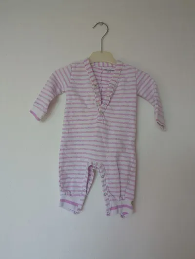 Imps & Elfs Baby Body Strampler Gr. 62 Rosa Weiß Gestreift Kinder