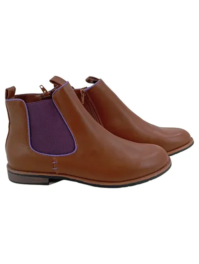 Ambellis Damen Chelsea Boots Stiefelette Leder Braun Gr. 40 Casual