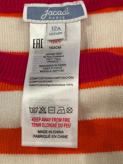 Jacadi Mädchen Pullover Gestreift Mehrfarbig Gr. 152 Baumwolle Casual