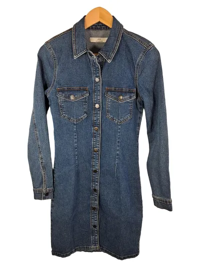 JDY Jeanskleid Hemdblusenkleid Damen Gr. XS Blau Denim Langarm