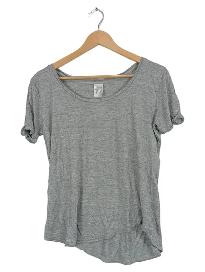LASCANA Damen T-Shirt Gr. 40/42 Grau Meliert Viskose Basic Kurzarm