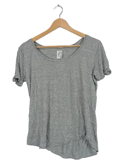 LASCANA Damen T-Shirt Gr. 40/42 Grau Meliert Viskose Basic Kurzarm