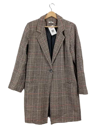ZABAIONE Damen Blazer Mantel Kariert Beige Braun Gr. L/XL Business