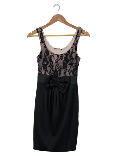 Fishbone Damen Cocktailkleid Etuikleid Spitze Schwarz XS Festlich Party