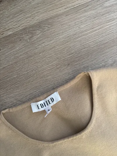 EDITED Damen Strickkleid Gr. 36/S Beige Rippstrick Bodycon Basic