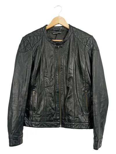 Avant Premiere Damen Lederjacke Schwarz Gr. 44 Bikerstil Gesteppt