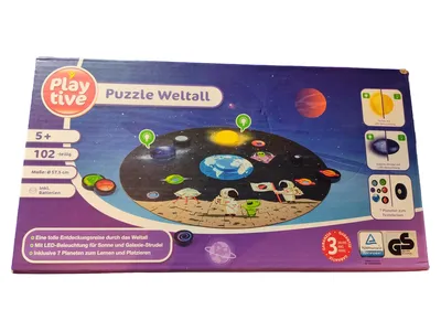 Playtive Puzzle Weltall 102-teilig mit LED-Beleuchtung Ø 57,5 cm ab 5 Jahre