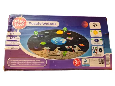 Playtive Puzzle Weltall 102-teilig mit LED-Beleuchtung Ø 57,5 cm ab 5 Jahre