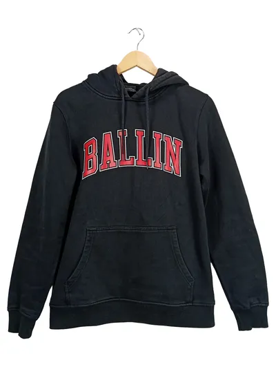 Mister Tee Kapuzenpullover Herren Gr. M Schwarz Streetwear Hoodie BALLIN 23