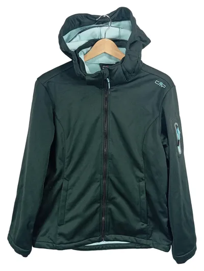 CMP Damen Softshelljacke Gr. 42 Grün Outdoor Fleece Kapuze