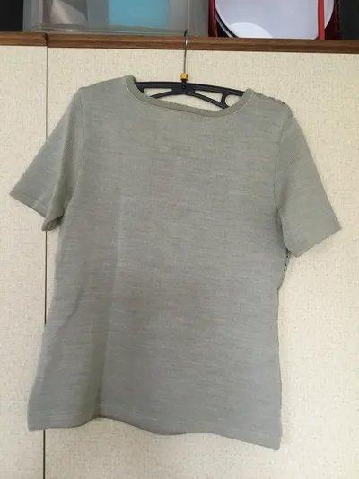 CANDA Damen T-Shirt Grün Lochmuster Gr. 36/S Casual