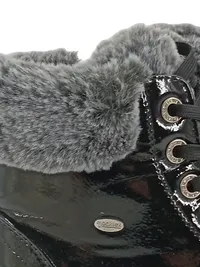 Dockers Stiefelette Damen Gr. 39 Schwarz Lack Fell Reißverschluss Winter Boots 2