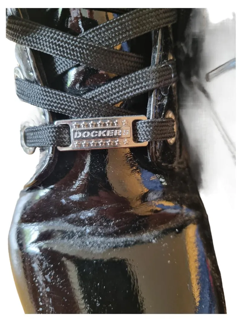 Dockers Stiefelette Damen Gr. 39 Schwarz Lack Fell Reißverschluss Winter Boots 3