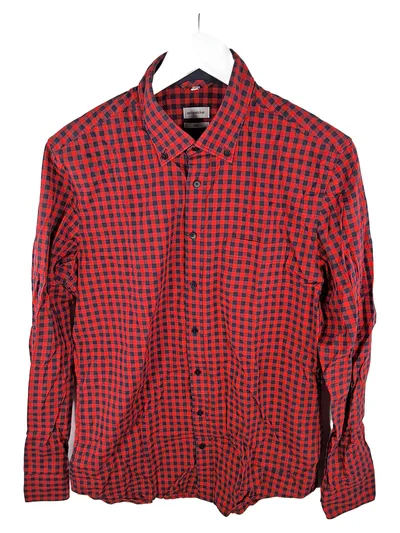 Seidensticker Herren Freizeithemd Slim Fit Kariert Rot Gr. 40/L Langarm