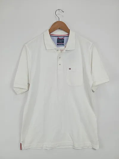 Casa Moda Herren Poloshirt Gr. 48/M Weiß Kurzarm Uni Baumwolle Casual