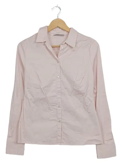 Anna Field Damen Bluse Langarm Klassisch Rosa Gr. 36 Baumwolle Business