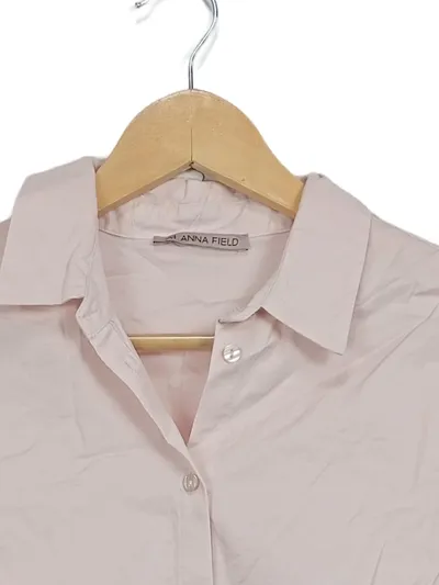 Anna Field Damen Bluse Langarm Klassisch Rosa Gr. 36 Baumwolle Business