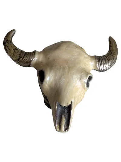 MM United Chicago Büffel Schädel Wandschmuck Vintage Western Deko Metall