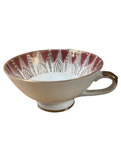 Bavaria Porzellan Kaffeetasse Vintage Geometrisch Weiß 10cm