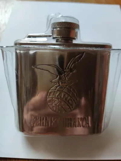 Fernet Branca Flachmann Edelstahl 200ml Adler Logo Silber NEU