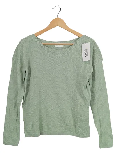 CACHE CACHE Damen Pullover Grün Strukturmuster Langarm Gr. 38/M