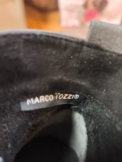 Marco Tozzi Damen Stiefeletten Gr. 38 Grau Blockabsatz Fransen