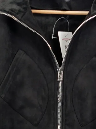 Desigual Damen Sweatjacke Gr. S/M Schwarz Velours Stickerei Reißverschluss