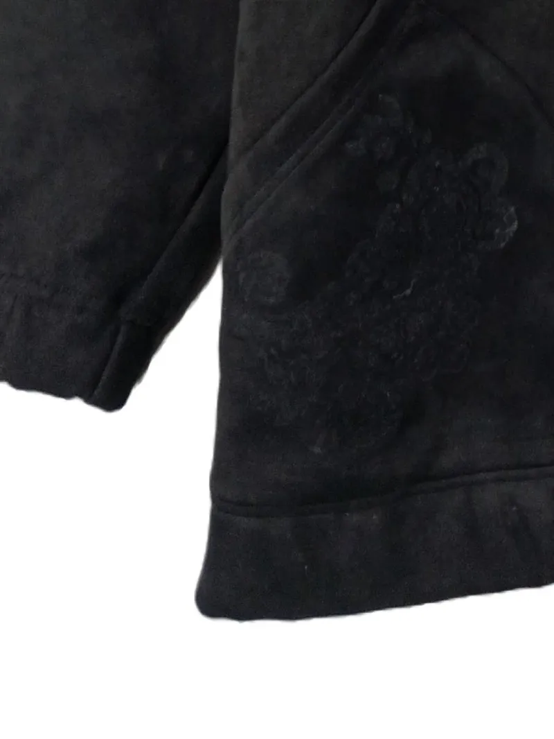 Desigual Damen Sweatjacke Gr. S/M Schwarz Velours Stickerei Reißverschluss 3