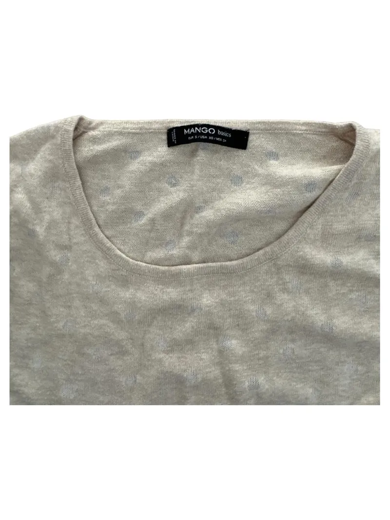 MANGO Basics Damen Pullover Gr. S Beige Gepunktet Strickpullover 5