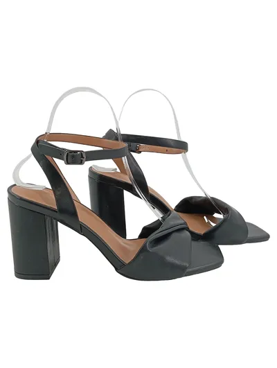 Derimod Damen Sandaletten Schwarz Gr. 38 Elegant Blockabsatz Riemchensandalen