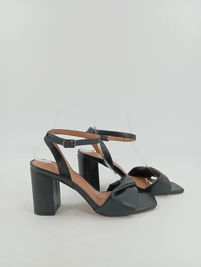 Derimod Damen Sandaletten Schwarz Gr. 38 Elegant Blockabsatz Riemchensandalen