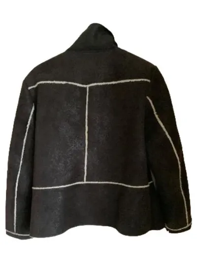 G.W. Damen Felljacke Gr. 38/M Grau Shearling-Optik Bikerjacke