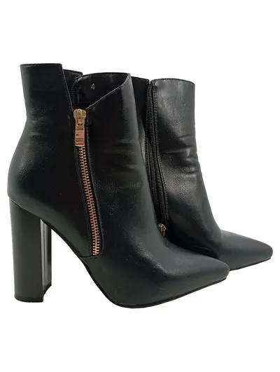 RAID Damen Stiefeletten Schwarz Gr. 37 Elegant Kunstleder Blockabsatz