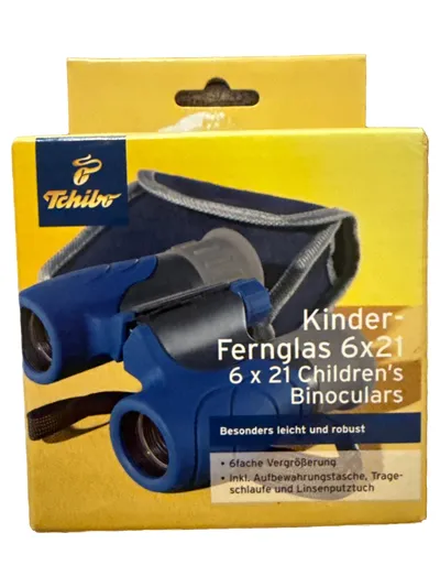Tchibo Kinder Fernglas 6x21 Blau Robust Leicht mit Tasche