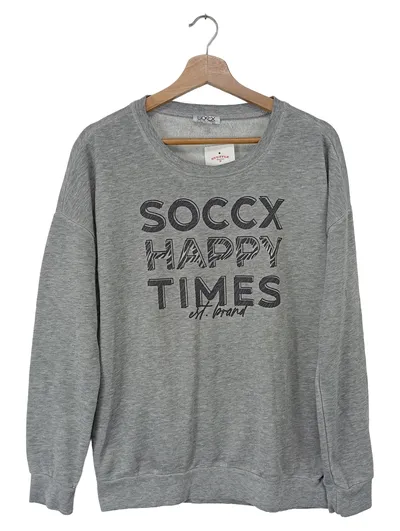 SOCCX Damen Sweatshirt Happy Times Grau Gr. 38/M