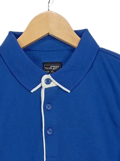 James & Nicholson Herren Poloshirt Blau L 100% Baumwolle Kurzarm Casual
