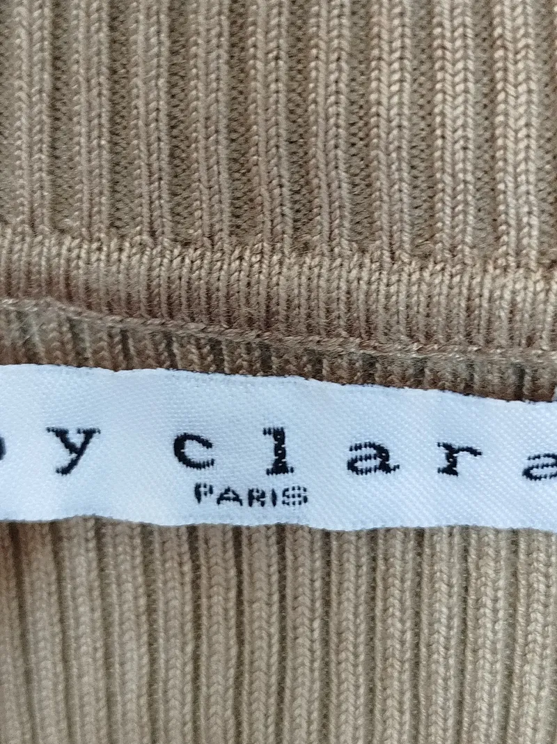 By Clara Damen Pullover Rippstrick Puffärmel Beige Gr. M na L 5