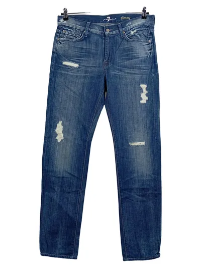 7 For All Mankind Herren Destroyed Jeans Slimmy W32 Blau Casual