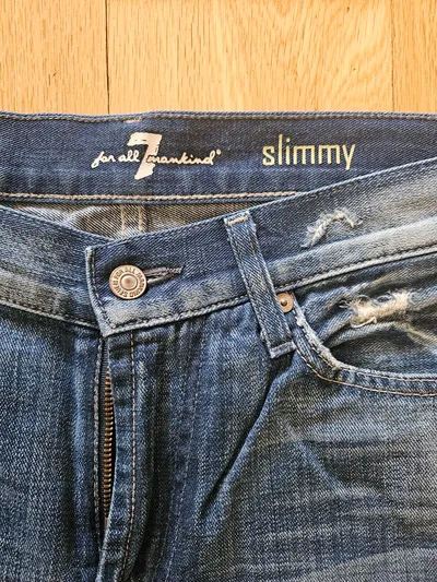 7 For All Mankind Herren Destroyed Jeans Slimmy W32 Blau Casual