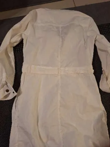 EDC by Esprit Damen Hemdblusenkleid Gr. 36 Weiß Baumwolle Safari-Stil