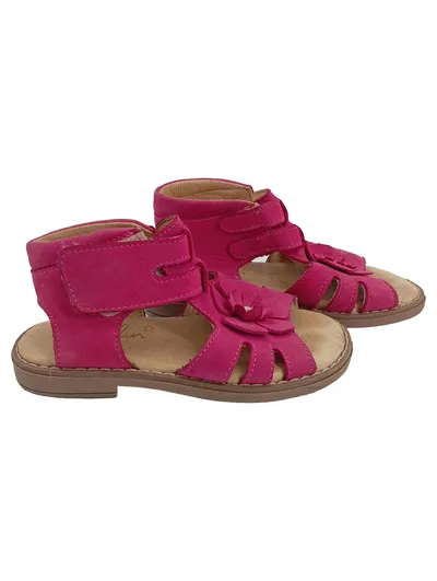 SABALIN Mädchen Sandalen Gr. 25 Pink Leder Klettverschluss Blume